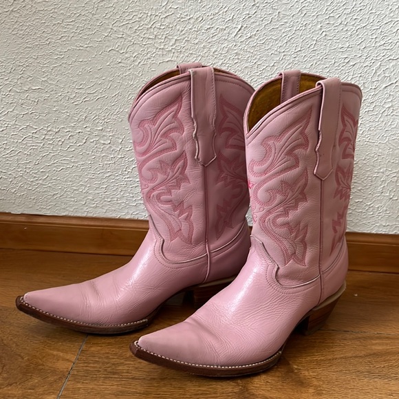 Vintage Shoes Vintage Jar Boots Pink Cowboy Boots Size 7 Genuine Leather Point Toe Rare